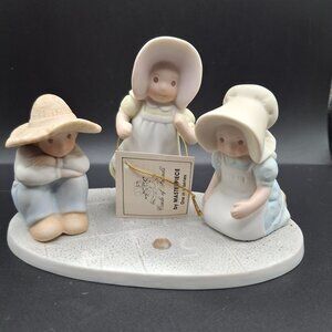 Three Children Hopscotch Figurine By Masterpiece Porcelain Collectibles Vintage